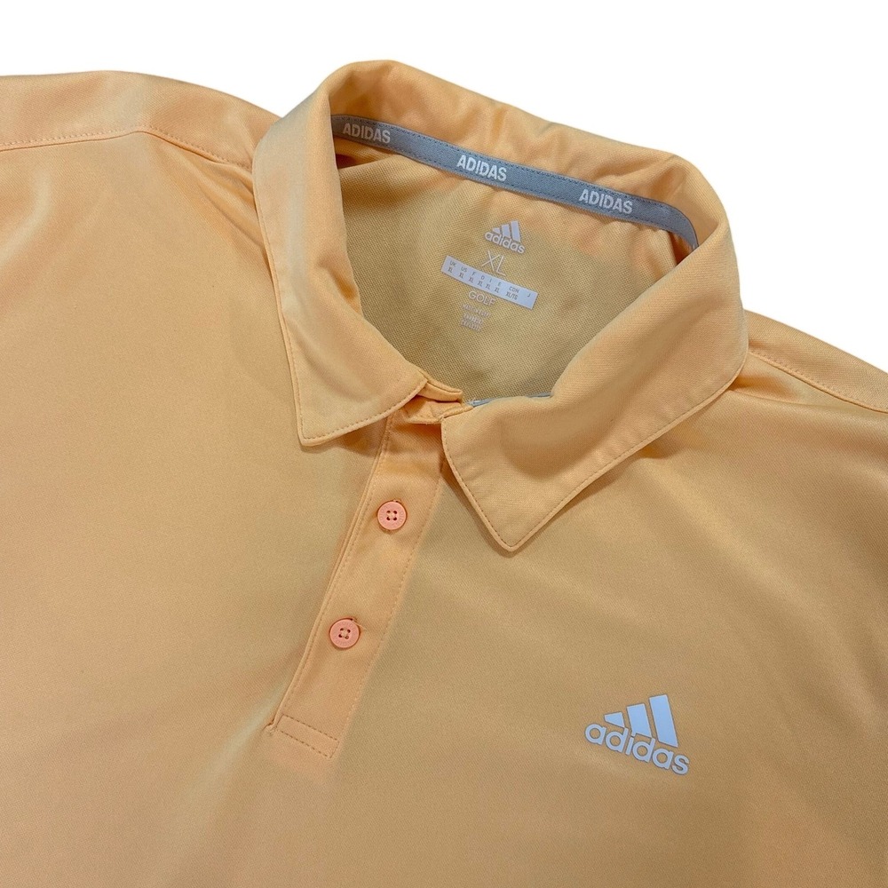 Adidas Golf Polo Shirt Mens XL Orange Short Sleeve 3-Stripe Performance RN88387